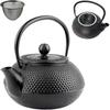CAST IRON KETTLE 0.8L TEA POT WITH TEA INFILTER + 4x CUPS WARMER