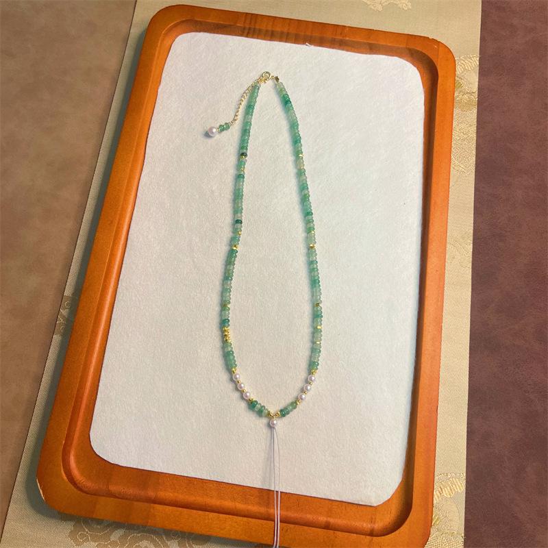 Original Chinese High-End Dongling Jade Women's Lucky Abacus Beads Clavicle Necklace