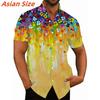Colorful Flower Clusters Pattern Lapel Shirt For Men Plants 3D Printed Hawaiian Shirts Fashion Short Sleeve Tops Harajuku Blouse