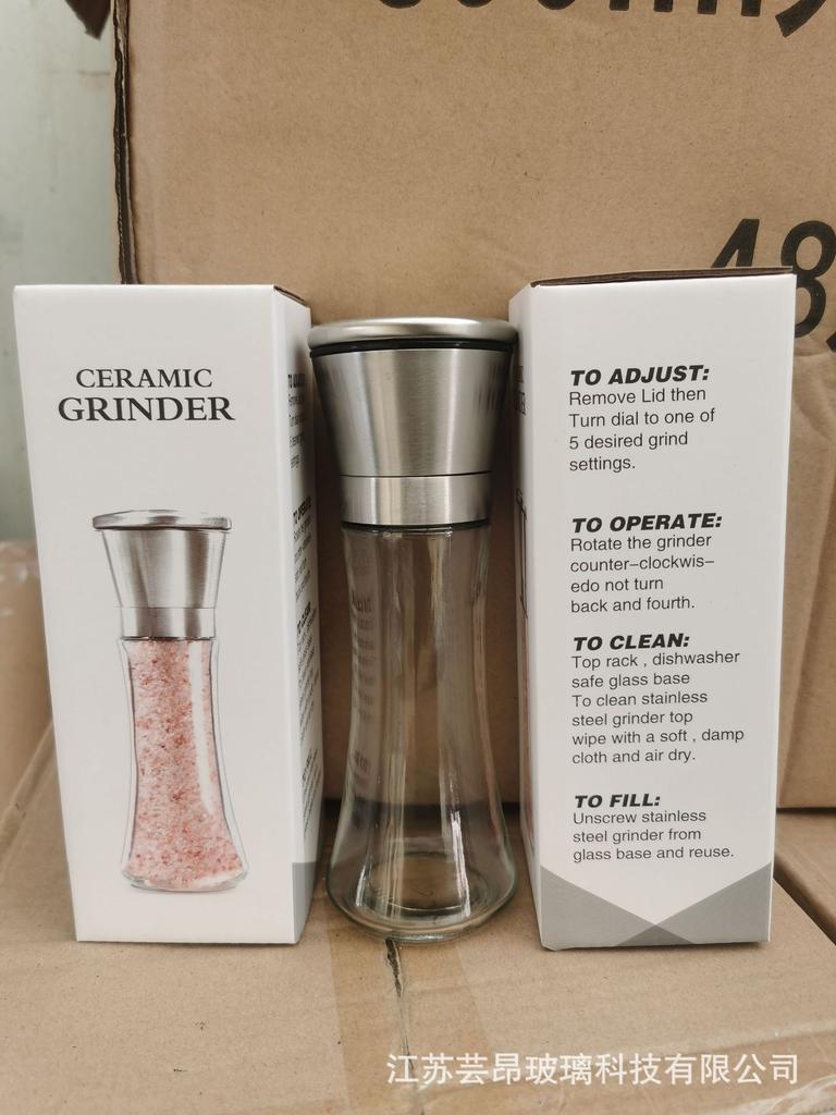 180/200ML Pepper Grinder Stainless Steel Glass Spice Bottle Salt Mill Manual Household Kitchen Gadgets