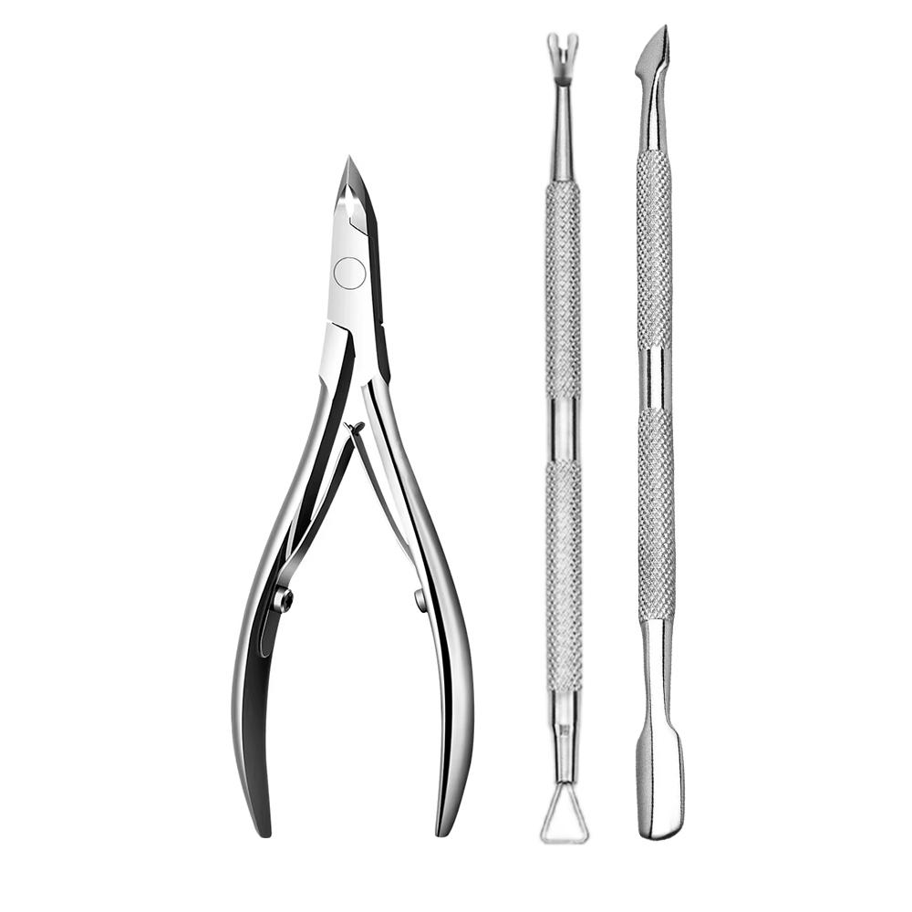 Nail Professional Stainless Steel Nail Cutter Scissor Nippers Muti Function Cuticle Pusher Remover Nail Care Manicure Tools