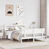 VidaXL Bed Frame with Headboard White 120x190 Cm Solid Pine Wood, Bed, Bedroom Furniture, Wooden Bed, Bed 3305789