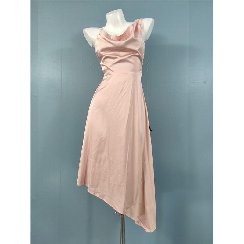 Export Cross-Border Lu Home 2024 Summer New Sexy Sexy Open Back Smooth Satin One-Shoulder Lady Style Dress