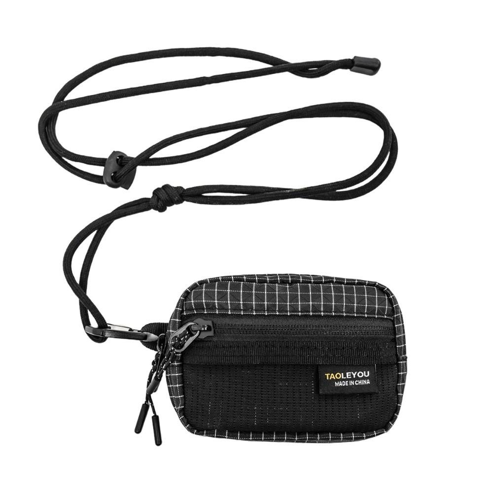 Lightweight Grid Fabric Storage Bag Zipper Closure Card Holder Bag  Outdoor Hiking