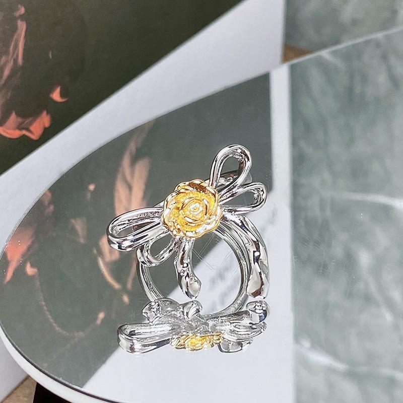 [Rymowany Cień Jedwabnego Węzła] Seria Kokard Zir*****Pierścień Pióra Pierścień Luksusowy Niszowy Prosta Osobowość Pierścień Kobieta