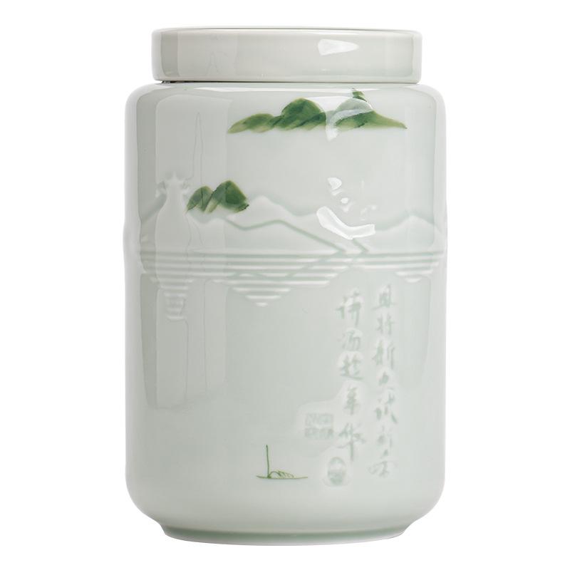 Ceramic Tea Leaf Canister Moisture Proof Sealed Storage Jar for Green And Black Tea Qingci Porcelain New Hot Sale Of The S