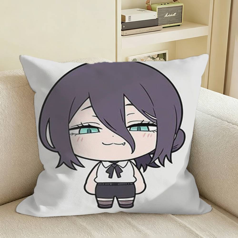 MMakima Anime ChainSaw MAN Square Sofa Pillow Cover Solid Color Living Room Home Decor Cushion Case