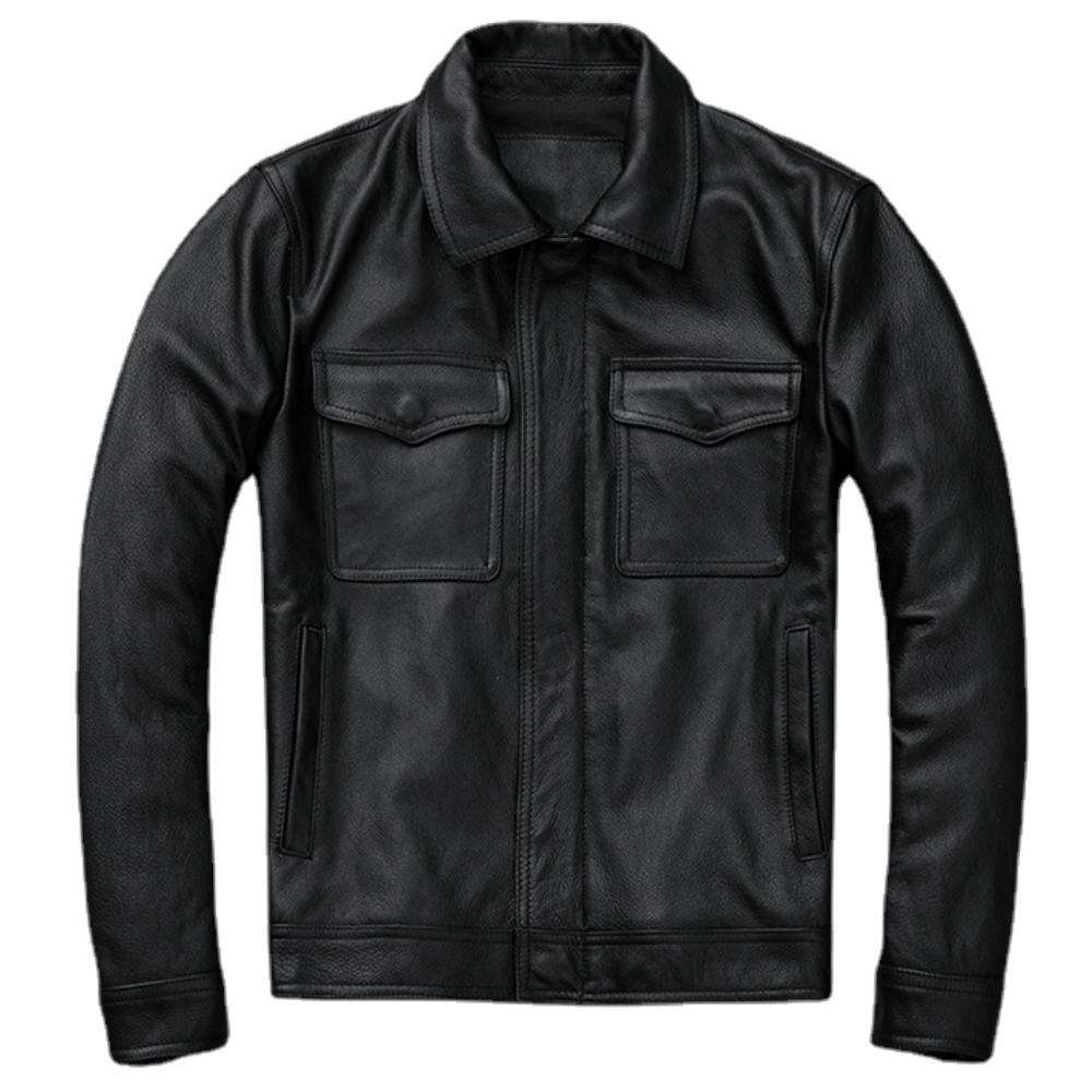 Chinese Size Casual Leather Jacket Men Real Cow Leather Retro Vintage Leather Jackets Mens Jackets