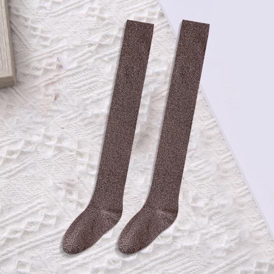 1 para skarpetek za kolano, jednolity kolor, brokatowe skarpetki, oddychające, wygodne, elastyczne, jednolite, zimowe skarpetki