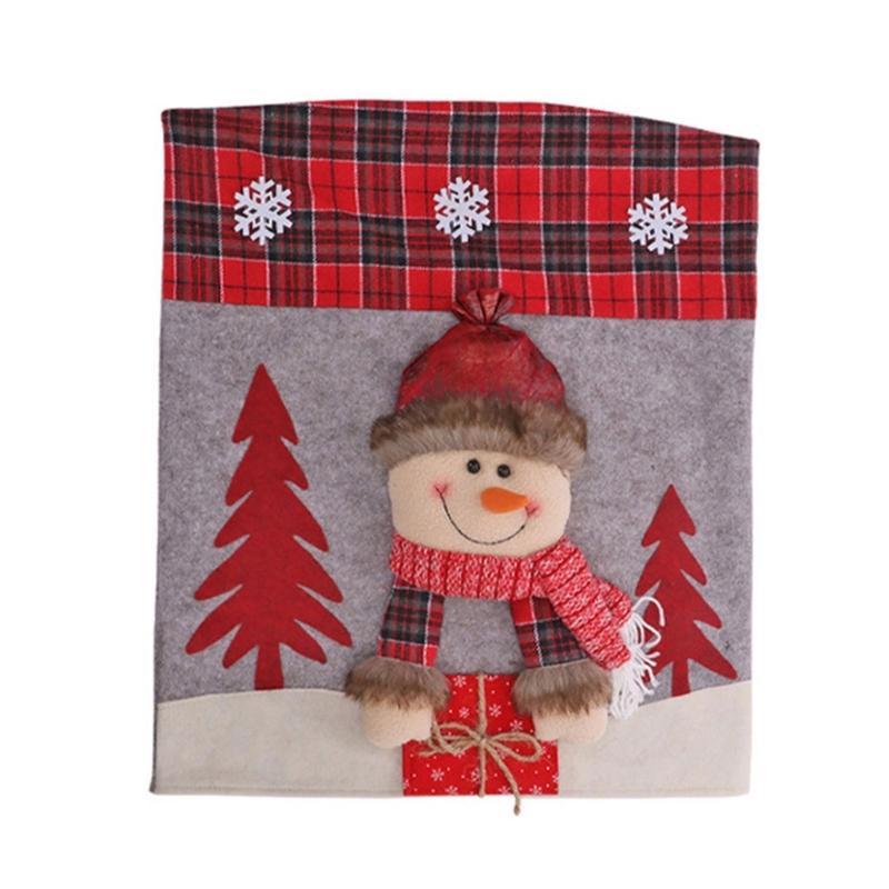 Christmas Themed Santa and Snowmans Chair Slipcovers Nonwoven Materials Quick Setups Holiday Decoration