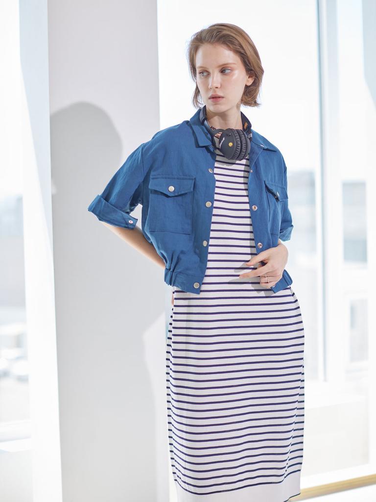 I Holic Cashmere Striped Maxi Round Dress