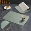 Square Waterproof Leather Placemat - Double Layer Cowhide Texture, Insulated Western Style for Hotels and Homes