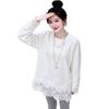 Women's Mid-Length Fleece Lace Patchwork Long Sleeve Top - Thick Base Layer for Autumn/Winter 2026