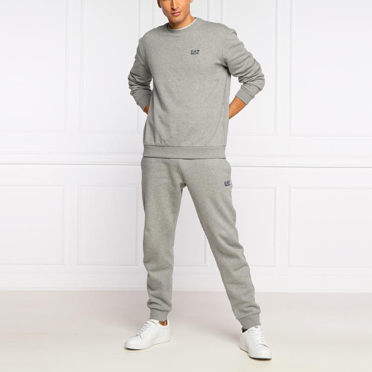 Emporio Armani EA7 Einfaches Buchstabenlogo Langarm-Sweatshirt Herren sweatshirt Grau 6HPM92-PJ07Z-0905