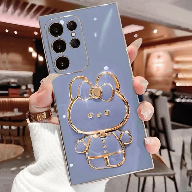 S24FE S25Edge Spiegelbeschichtung Faltbarer Halter Hülle Für Samsung Galaxy S24 S25 S21 S22 S23 FE Plus Note 20 Ultra Silikon Ständer Abdeckung