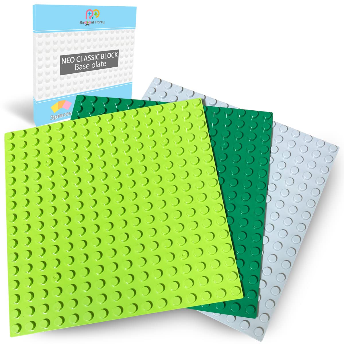 

Radiant Party Blocks Base Plate Duplo Anpanman Compatible Base Plate 16x16 Studs Set of 3 (2) (Green, Yellow Green, Gray)