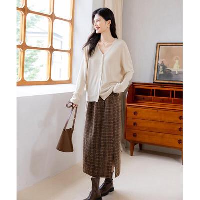 Mokana Damen V-Ausschnitt Langarm Strickpullover