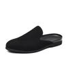 Designer New Men Black BLUE Half Slippers Shoes Casual Suede Pu Leather Mules Moccasins Breathable Loafers Zapatos Hombre