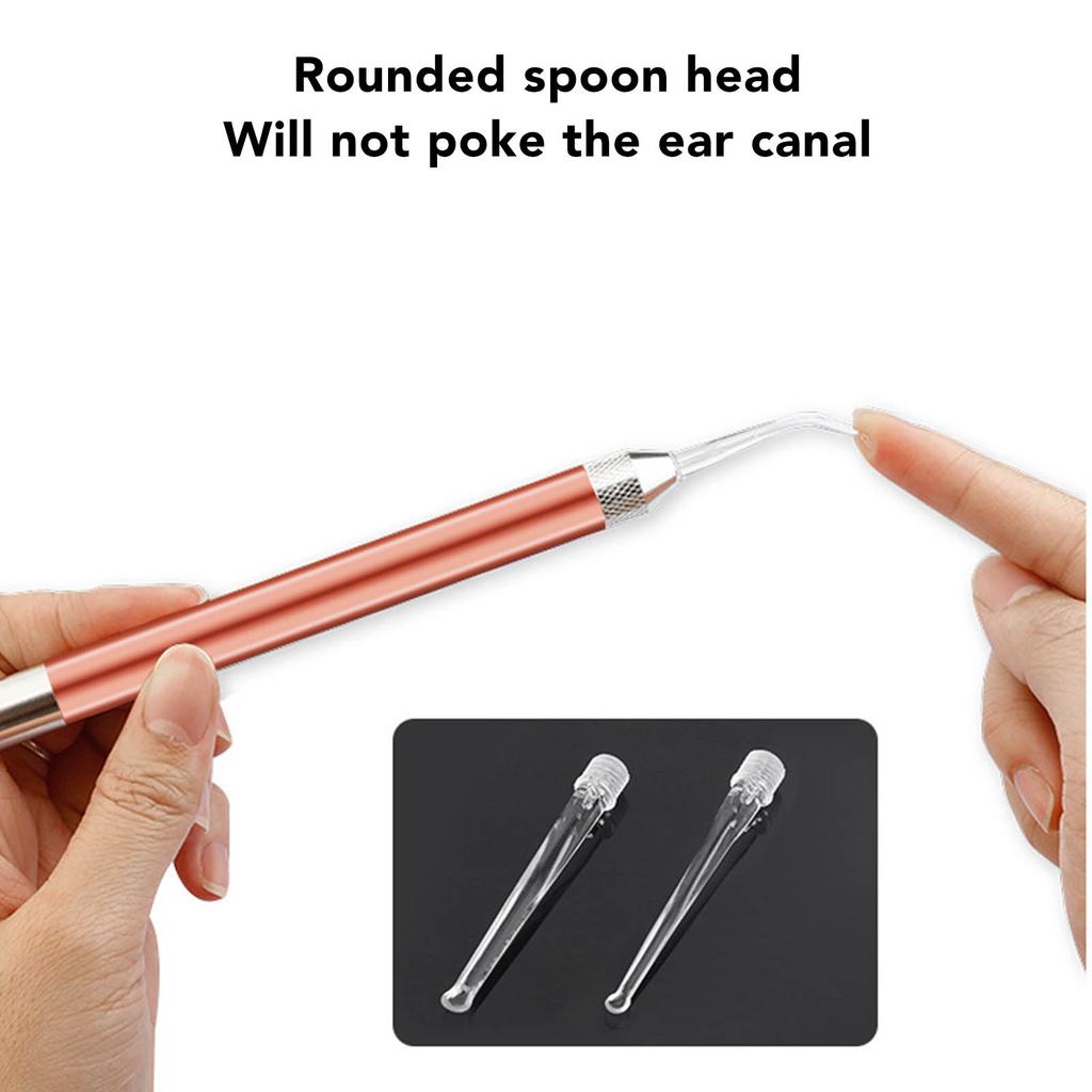 Light Ear Spoon Full Polishing Visible Ear Wax Removal with Light for Ear Cleaning Tool Rose Gold