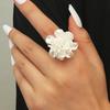 French Gentle Wind Imitation Pearl Flower Opening Adjustable Ring Ladies Elegant Temperament Holiday Accessories Gift