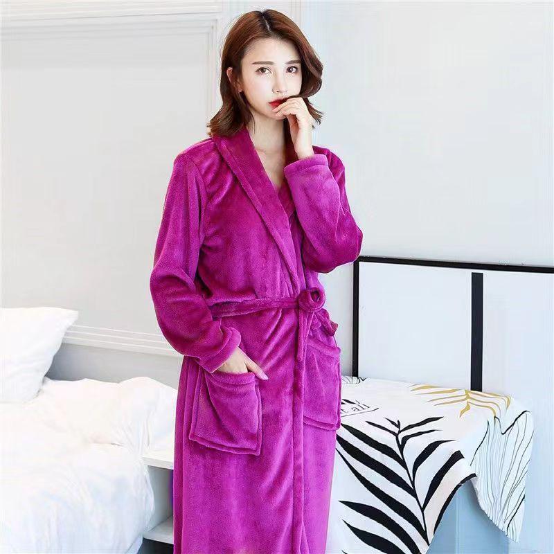 

Женский фланелевый халат средней длины: Плюшевый велюровый толстый коралловый флис юката для осени и зимы. M (80-100 jin)