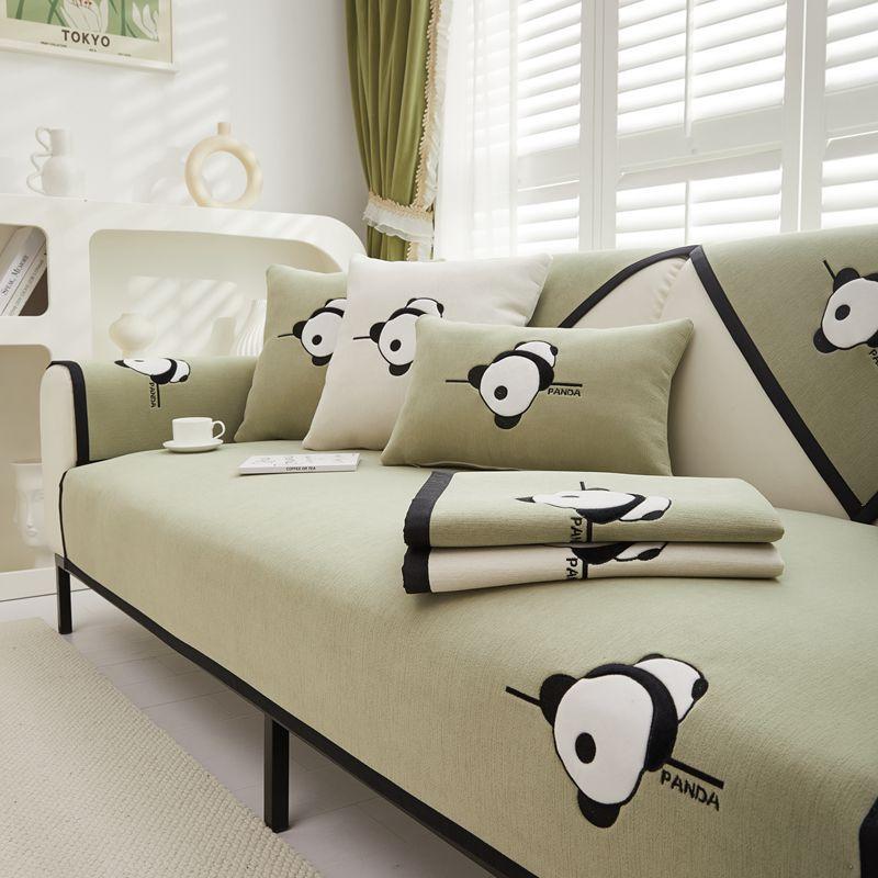Chenille Sofa Cushion Four Seasons Universal Simple Modern Non-slip Cushion New Sofa Cover Backrest Towel Cover Panda
