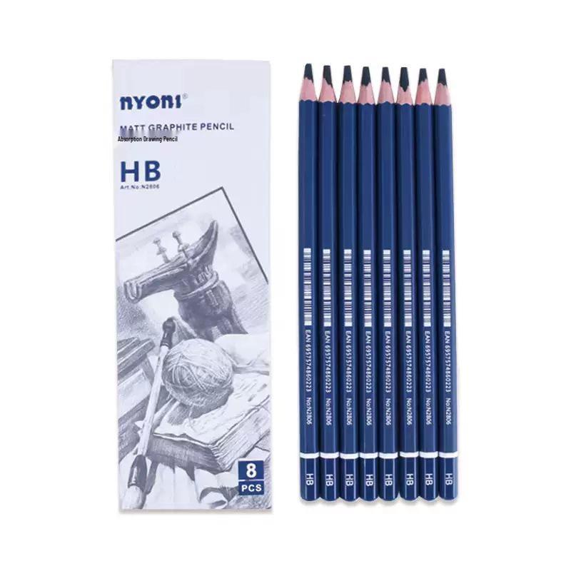 Neoni Matte Green Bamboo Sketch Pencils - 12B/2B Non-Reflective for Art Students & Exams