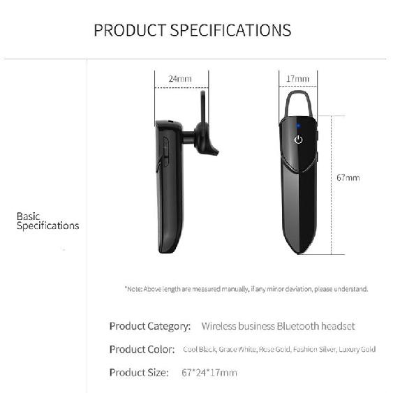 Wireless Earphone Bluetooth Headset Business Hands Free Long Standby Earbud Waterproof Noise Reduction Headphone with Microphone for Driving