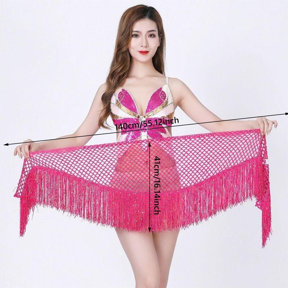 Sequins Tassel Triangle Hip Scarf Glitter Fringe Triangle Waist Wrap Scarf  Women Outfit