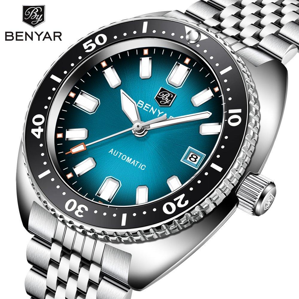 BENYAR BY-5211 New Luxury Men's Watch 42mm Luminescent Dial 50m Water Resistant Automatic Mechanical Watch Clock Reloj Hombre