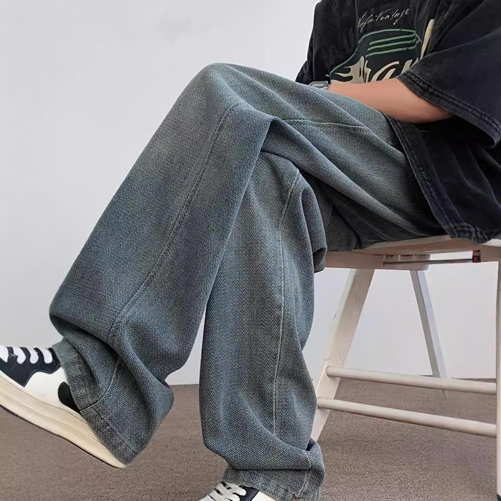 JYL Men's Straight Jeans  Spring American Teen Oversize Vibe High-Street Denim Pants