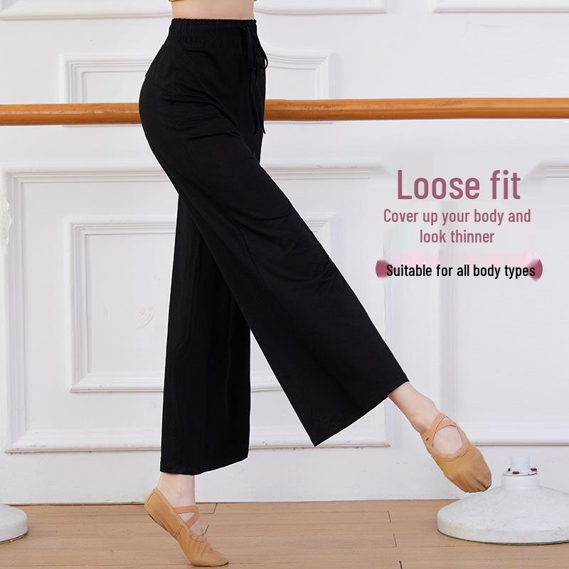 Damen Übergröße Modern Dance Modal Weitbein-Hose für Frühling/Sommer - Locker, Klassischer Chinesischer Stil Übungskleidung