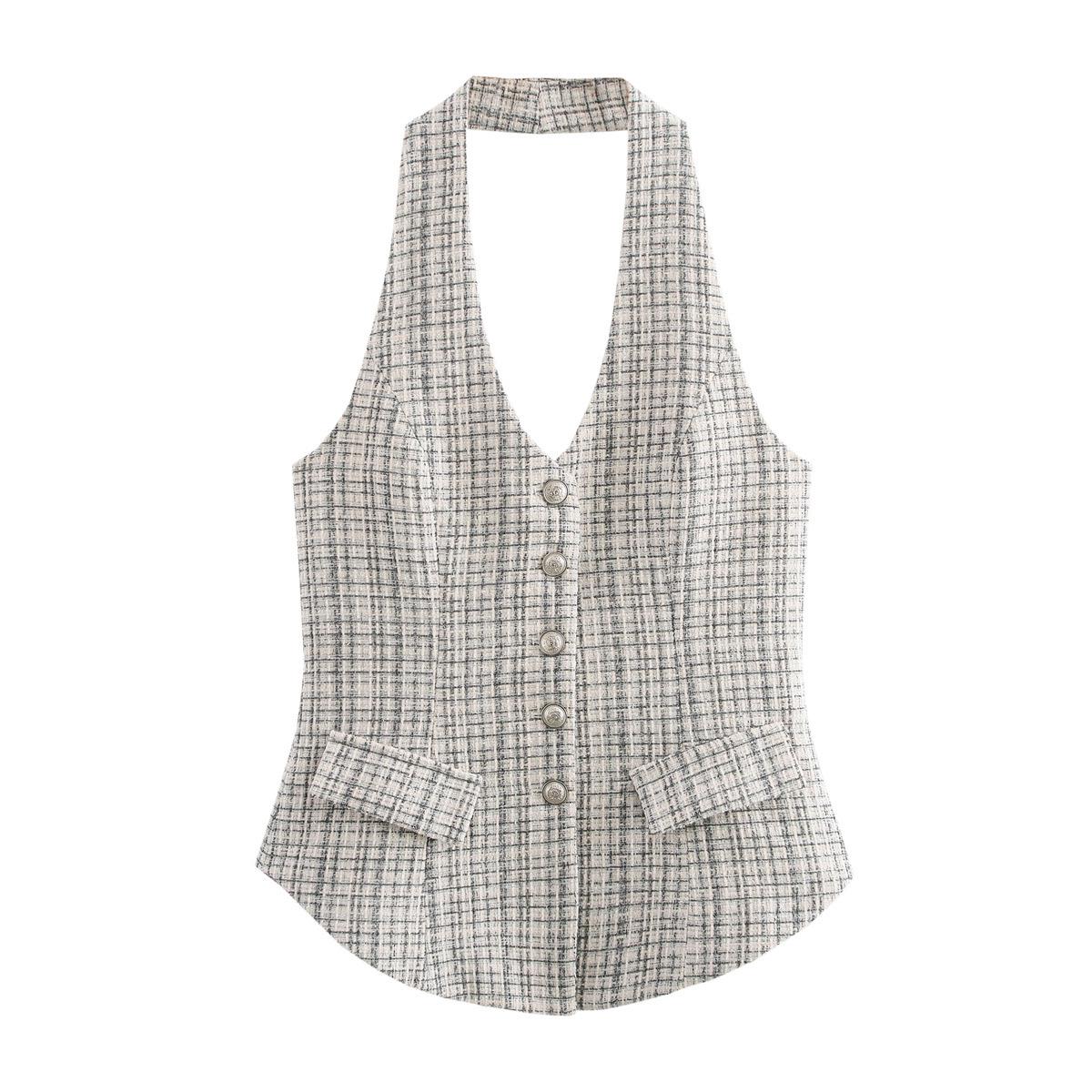 

Женская мода весна 2025: Универсальный топ-халтер в европейском и американском стиле Medium