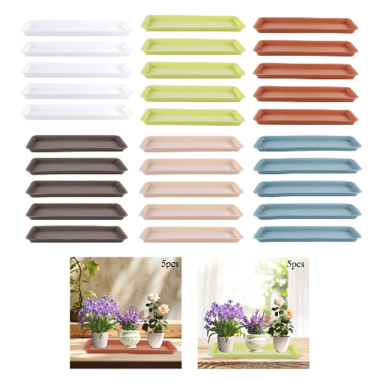 5x Plant Saucers Rectangular Plant Trays for Windowsill Indoors Outdoor Yard rosso