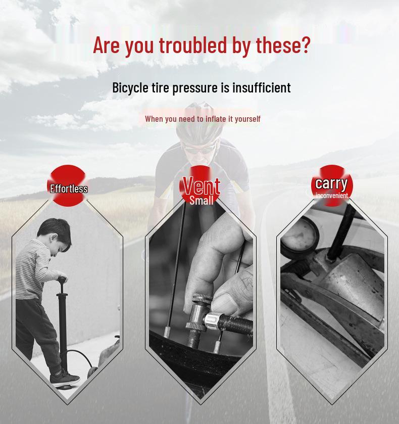 Compact High-Pressure Air Pump with Gauge for Bikes and Electric Vehicles