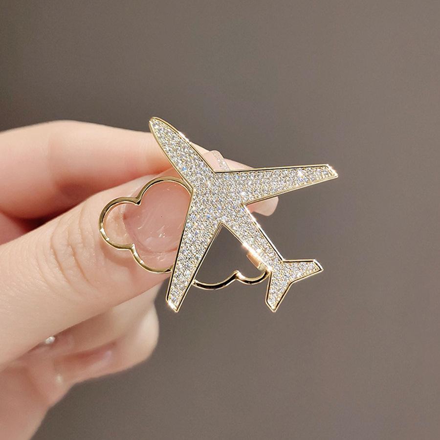 Rhinestone Airplane Cloud Brooches for Women Unisex Aircraft Pins Event Party Backpack Decoration Clothes Accessories