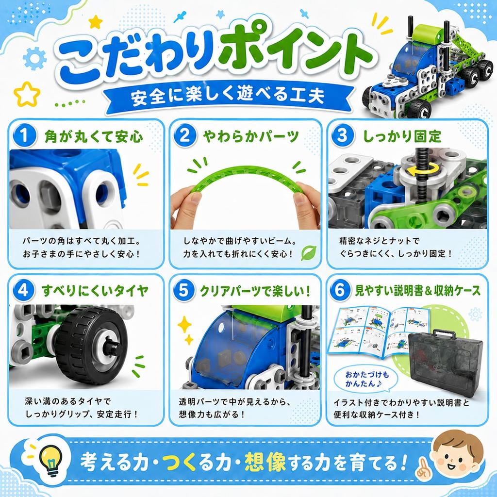 AOMACO 175pcs Educational Toy Building Set: Construction Vehicles, Transformable Vehicles, 18-in-1 Soft Blocks, Flexible, STEM Educational Toy, Fine