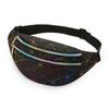 1Pc PU Leather Geometric Pattern Chest Bags for Girls Boys Laser Waterproof Sports Waist Pack Pocket Crossbody Bags