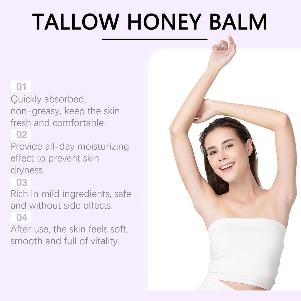 Woodsleep Natural Tallow Honey Balm Deep Moisturizing Soothing Repair Dry Sensitive Skin Non Greasy Facial Body Daily Care 57g