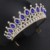 Blue Rhinestone Crown Large Crown with Comb Bridal Tiara Crown