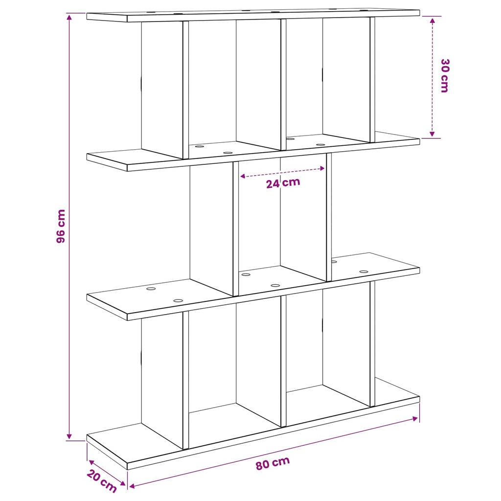 Wall Shelf Black Oak 80 x 20 x 96 cm Engineered Wood