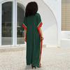 EDOLYNSA Dark Green Printed Relaxed Kaftan Women's Robe Kaftan Outfit Vacation Boho Swimsuit Cover-up Caftan Homewear House Dress Q1615