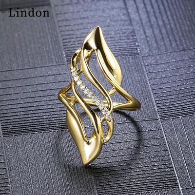 Lindon Classic Copper Alloy Zircon Ring Ladies Jewelry Wedding Promise Party Gift
