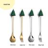 Cartoon Rabbit Christmas Dessert Spoon and Fork Set - Cute Party Favor Stirring Spoon