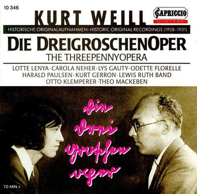 CD UNKNOWN (CONDUCTOR)/ARTUR SCHRÖDER  - Weil: The Threepenny Opera (Highlig 10346 Capriccio 1990 Germany Classical Used