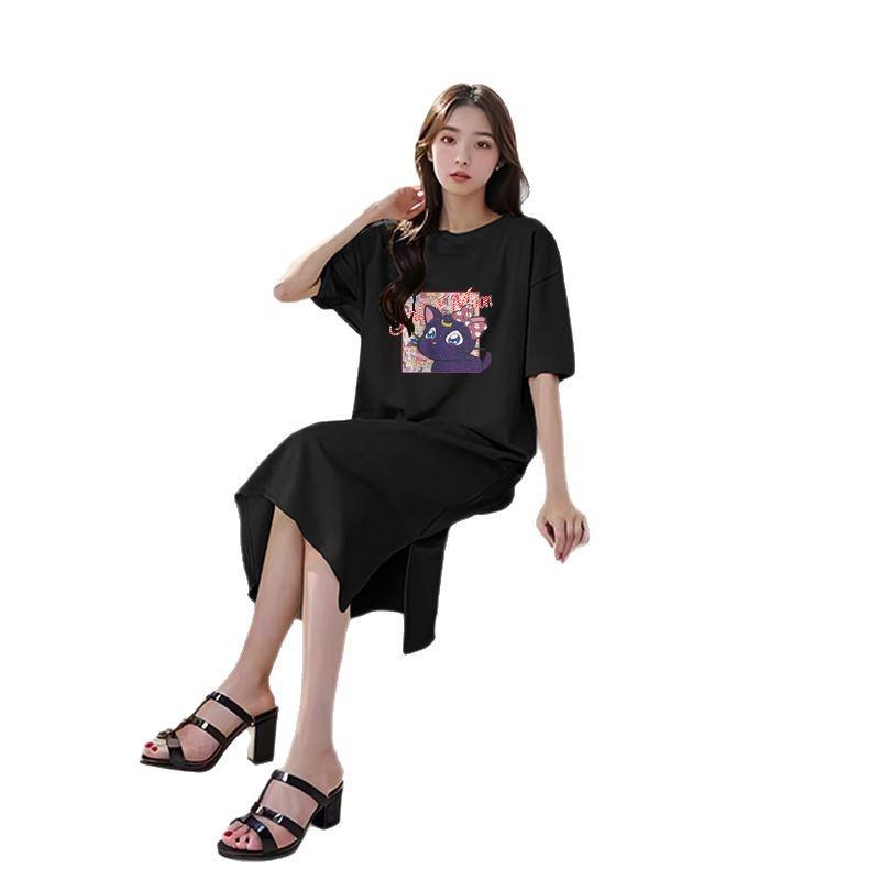 Vestido Largo de Verano para Mujer, Holgado, Estilo Lazy Wind, con Abertura por Encima de la Rodilla