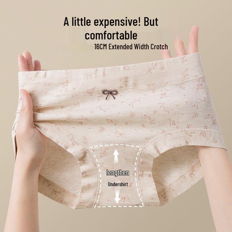 Women's Floral Print Mid-Waist Cotton Thong Panties