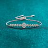 S925 Sterling Silver Moissanite Bracelet Three-dimensional Square Bracelet Push-pull Adjustable Chain Fresh and Simple Style