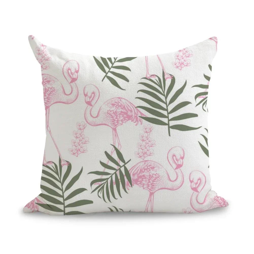 Pink Flamingo Linencushion Cover Cute Art Pillow Euro Cover Decorative Massager Decorative Pillows Home Decor Gift 45*45Cm