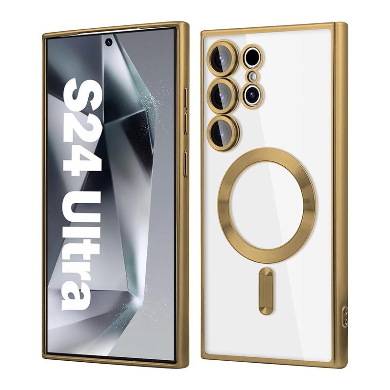 Electroplated With Magsafe Case For Samsung Galaxy S24 S23 S22 S21 Note 20 Ultra S23 FE Soft Magnetic Lens Protection Glass Film